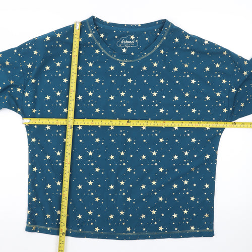 Nutmeg Womens Blue Star Print Long Sleeve Pyjama Top Size 12-14
