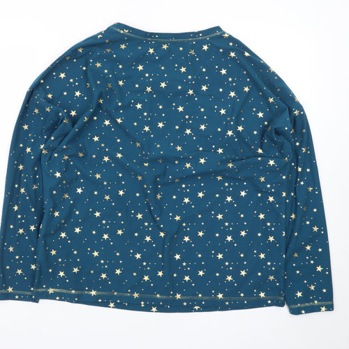 Nutmeg Womens Blue Star Print Long Sleeve Pyjama Top Size 12-14