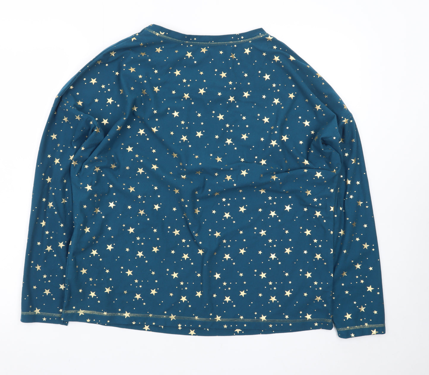 Nutmeg Womens Blue Star Print Long Sleeve Pyjama Top Size 12-14