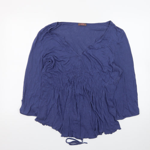 Wrap Womens Blue V-Neck Tunic Blouse UK 18 Lightweight Top