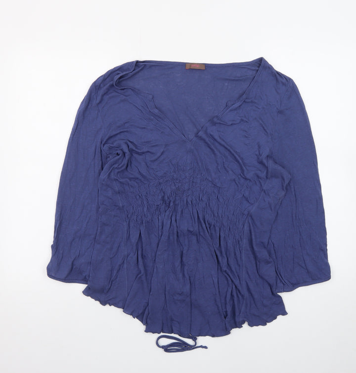 Wrap Womens Blue V-Neck Tunic Blouse UK 18 Lightweight Top