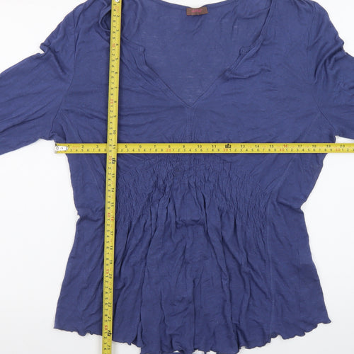 Wrap Womens Blue V-Neck Tunic Blouse UK 18 Lightweight Top