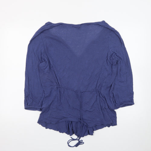 Wrap Womens Blue V-Neck Tunic Blouse UK 18 Lightweight Top