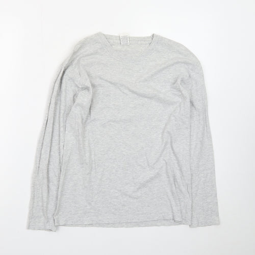Fruit of the Loom Men's Grey Long Sleeve Crew Neck Cotton T-Shirt Size S