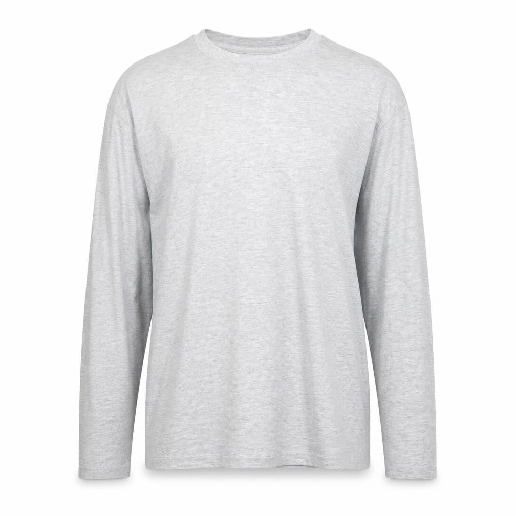 Fruit of the Loom Men's Grey Long Sleeve Crew Neck Cotton T-Shirt Size S