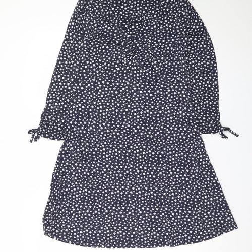 Tu Woman Blue Floral A-Line Dress Size 10 Long Sleeve