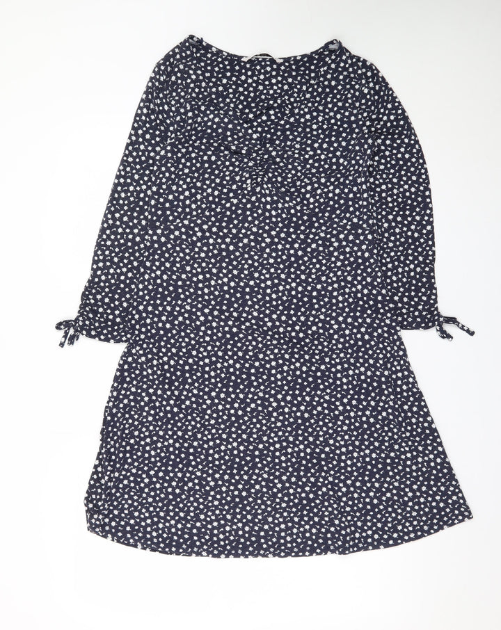 Tu Woman Blue Floral A-Line Dress Size 10 Long Sleeve
