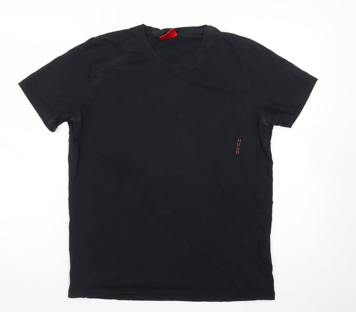 Hugo Boss Men's Black Cotton Crew Neck Short Sleeve T-Shirt M