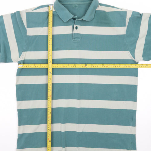 Guise Men's Blue Striped Long Sleeve Polo Shirt XL Cotton