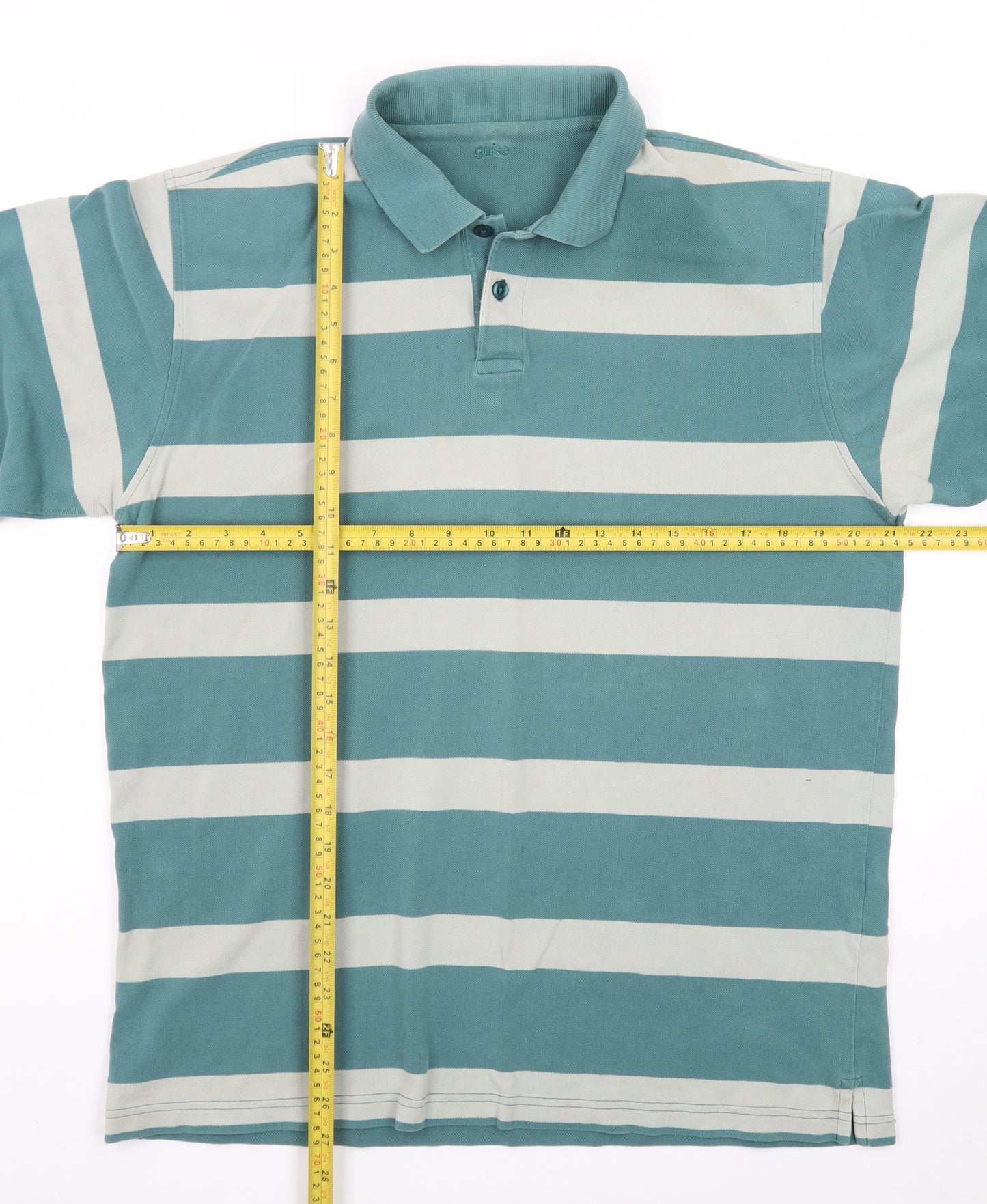 Guise Men's Blue Striped Long Sleeve Polo Shirt XL Cotton
