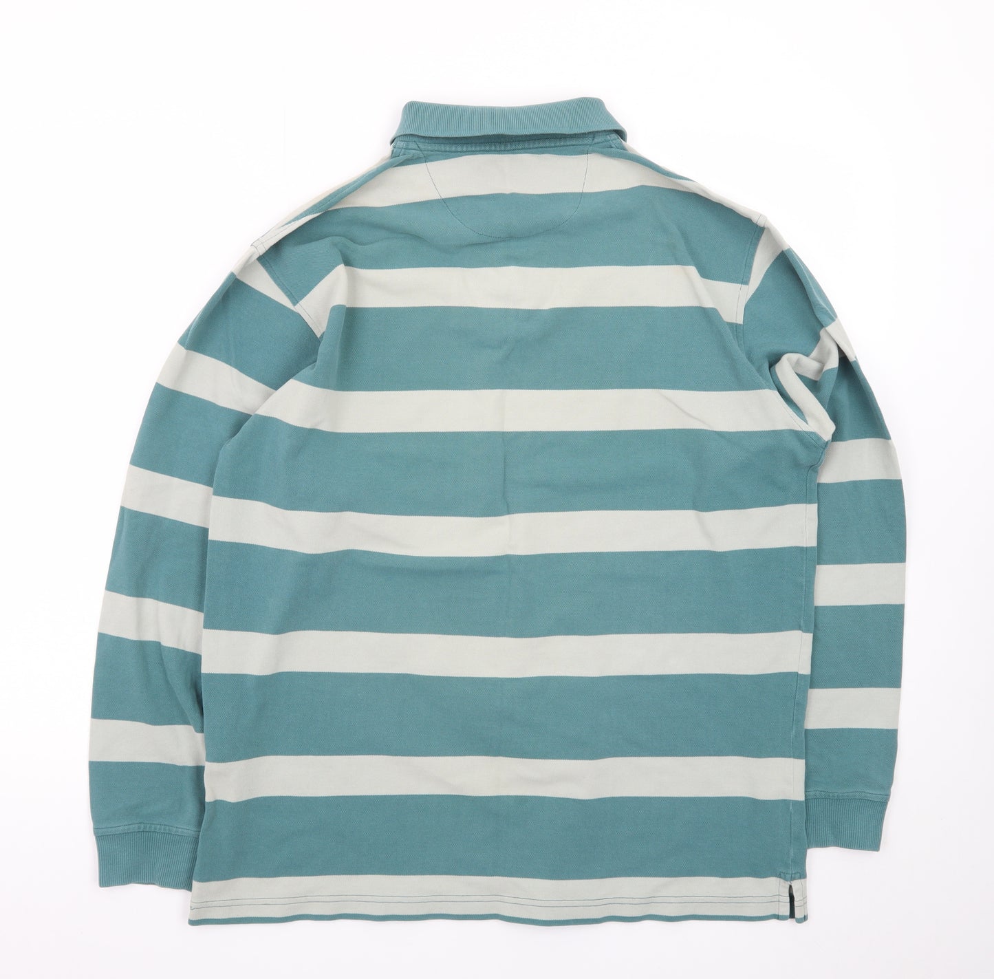Guise Men's Blue Striped Long Sleeve Polo Shirt XL Cotton