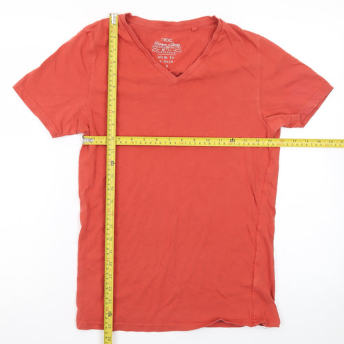 Next Men's Red Slim Fit V-Neck Short Sleeve Cotton T-Shirt Size S