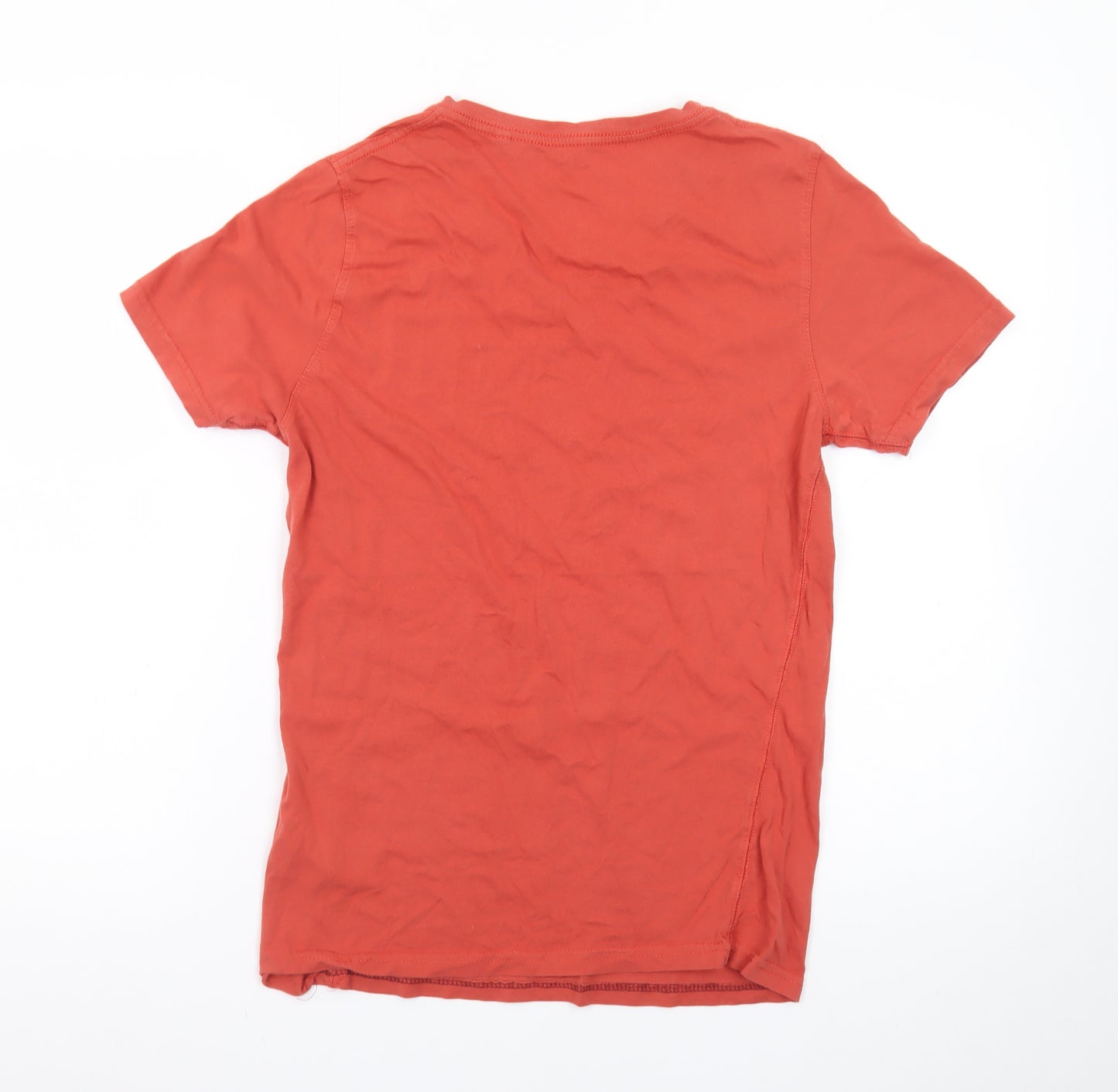 Next Men's Red Slim Fit V-Neck Short Sleeve Cotton T-Shirt Size S