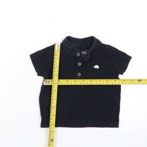 Fred & Flo Unisex Baby Black Polo Shirt 3-6 Months Cotton Dinosaur
