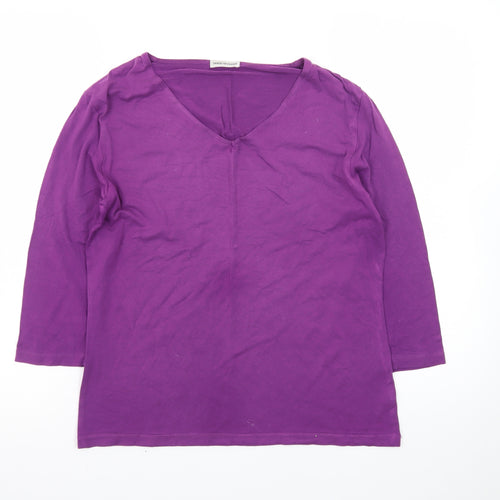 House of Fraser Women’s Purple Viscose V-Neck 3/4 Sleeve T-Shirt Size M