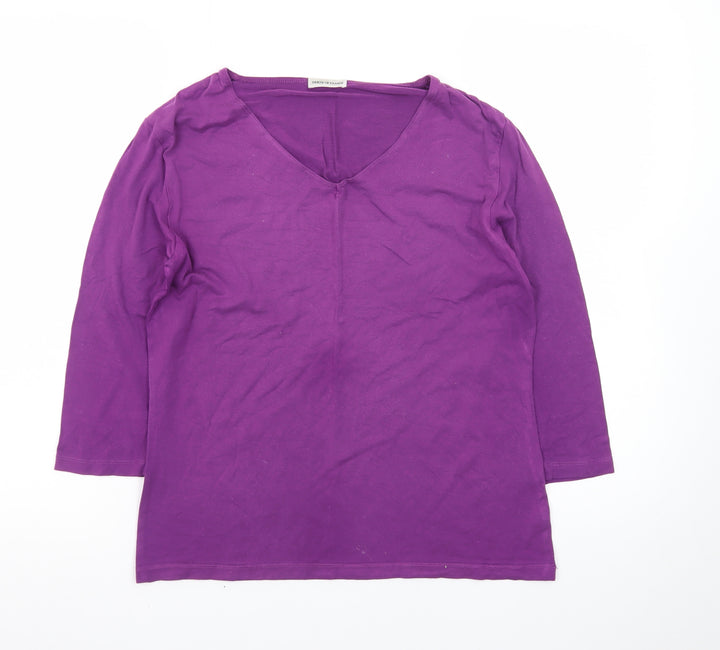 House of Fraser Women’s Purple Viscose V-Neck 3/4 Sleeve T-Shirt Size M