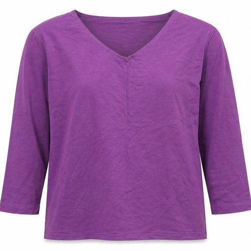 House of Fraser Women’s Purple Viscose V-Neck 3/4 Sleeve T-Shirt Size M