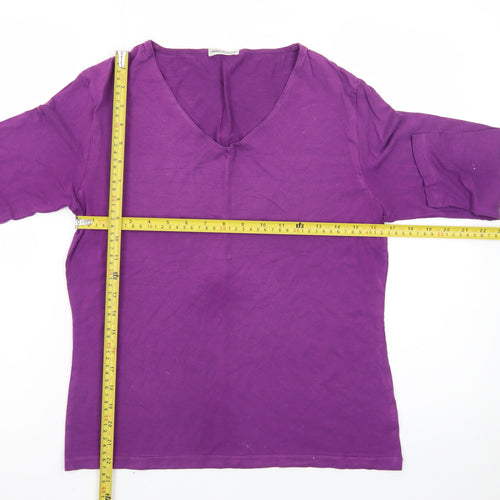 House of Fraser Women’s Purple Viscose V-Neck 3/4 Sleeve T-Shirt Size M