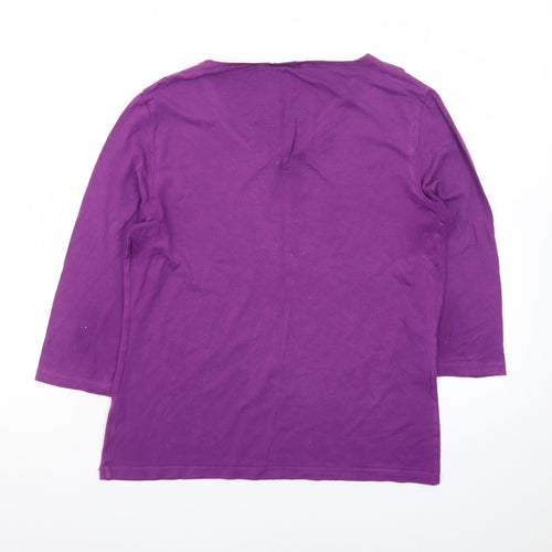 House of Fraser Women’s Purple Viscose V-Neck 3/4 Sleeve T-Shirt Size M