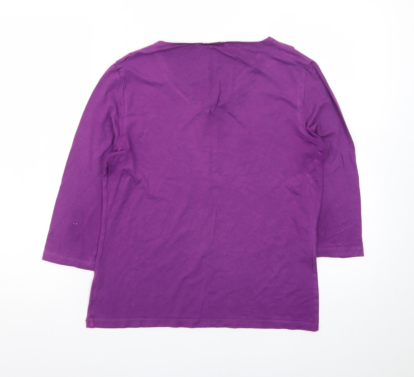 House of Fraser Women’s Purple Viscose V-Neck 3/4 Sleeve T-Shirt Size M