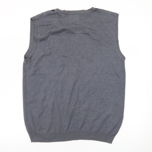 EZ's by Haggar Men's Grey Argyle Knit Sleeveless Vest Jumper M