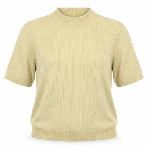 Sag Harbor Women's Gold Knit Mock Neck Short Sleeve Blouse Size L