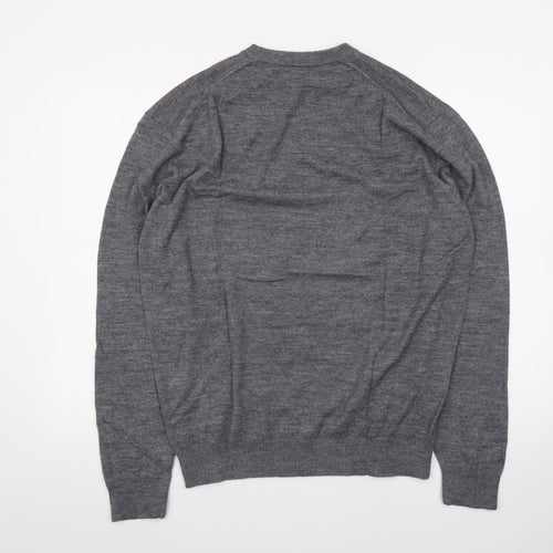 Zara Men's Grey Wool Crew Neck Pullover Jumper XL