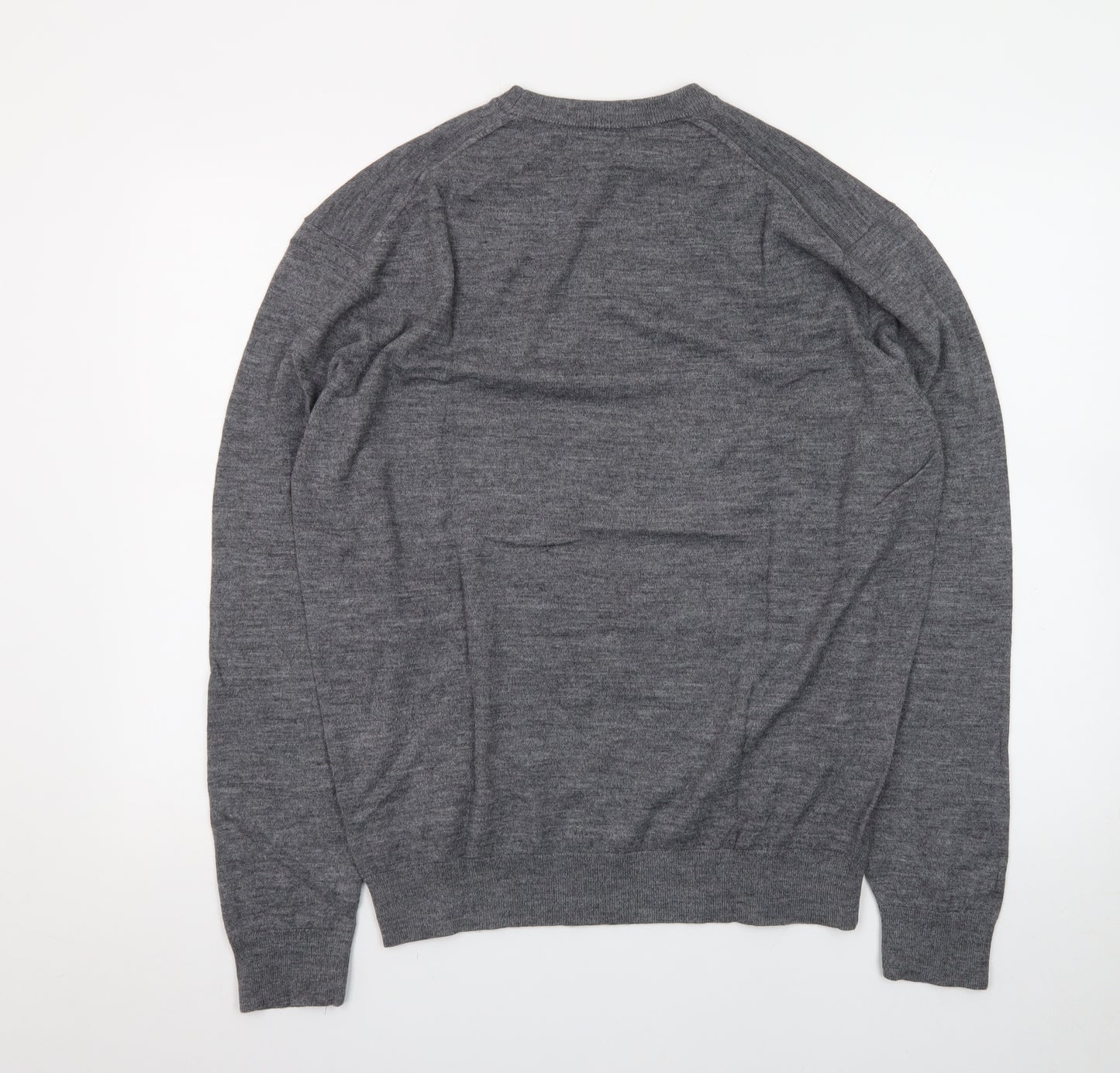 Zara Men's Grey Wool Crew Neck Pullover Jumper XL