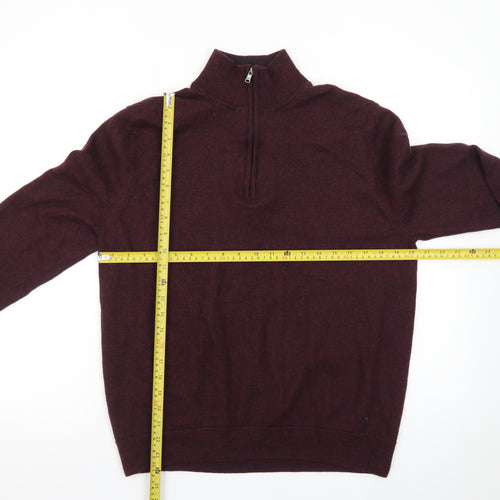 Express Men’s Red Wool Half Zip Jumper XL High Neck