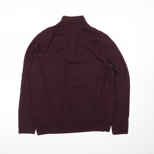 Express Men’s Red Wool Half Zip Jumper XL High Neck