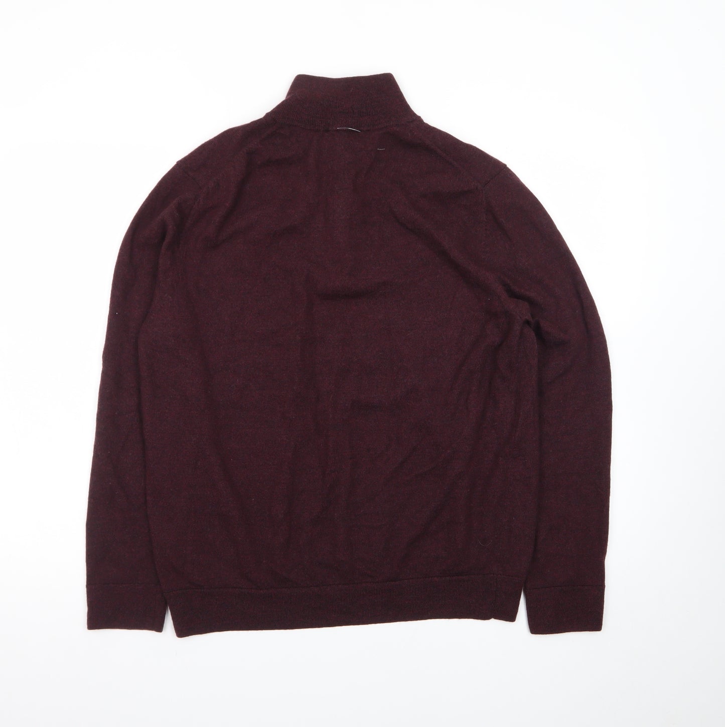 Express Men’s Red Wool Half Zip Jumper XL High Neck