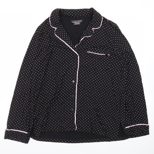 Victoria's Secret Women's Black Polka Dot Long Sleeve Pyjama Top S