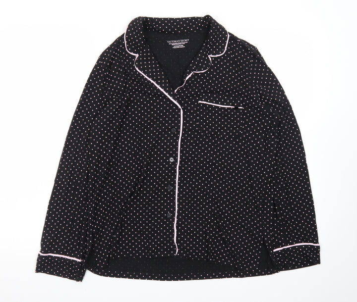 Victoria's Secret Women's Black Polka Dot Long Sleeve Pyjama Top S