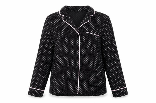 Victoria's Secret Women's Black Polka Dot Long Sleeve Pyjama Top S