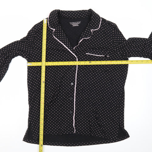 Victoria's Secret Women's Black Polka Dot Long Sleeve Pyjama Top S