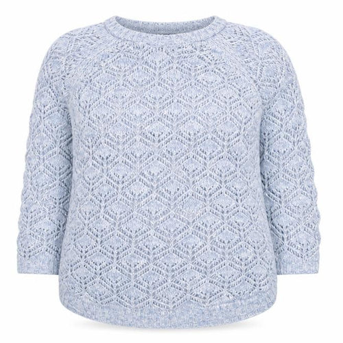 Marks and Spencer Women Blue Open-Knit 3/4 Sleeve Jumper Size 14