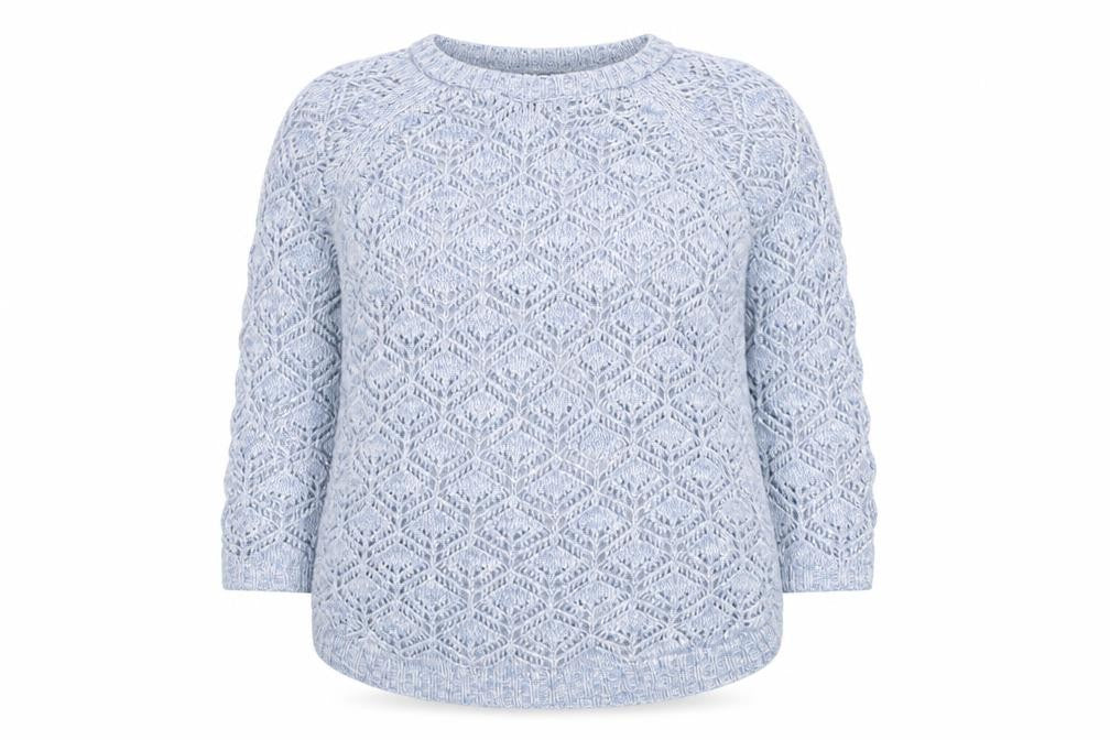 Marks and Spencer Women Blue Open-Knit 3/4 Sleeve Jumper Size 14