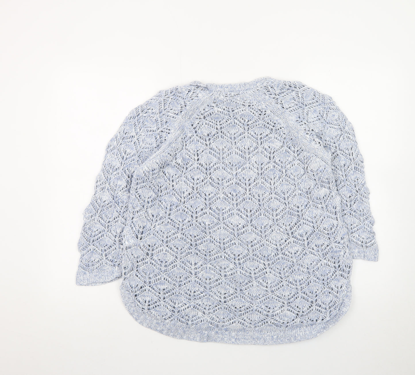Marks and Spencer Women Blue Open-Knit 3/4 Sleeve Jumper Size 14