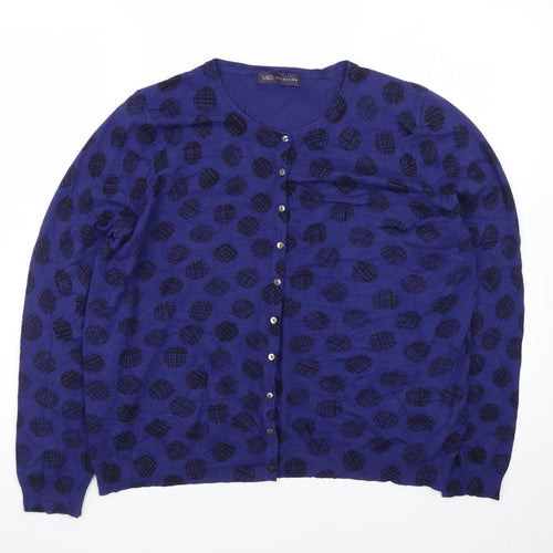 Marks and Spencer Women's Blue Cardigan UK 18 Crew Neck Knit