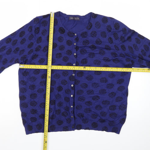 Marks and Spencer Women's Blue Cardigan UK 18 Crew Neck Knit