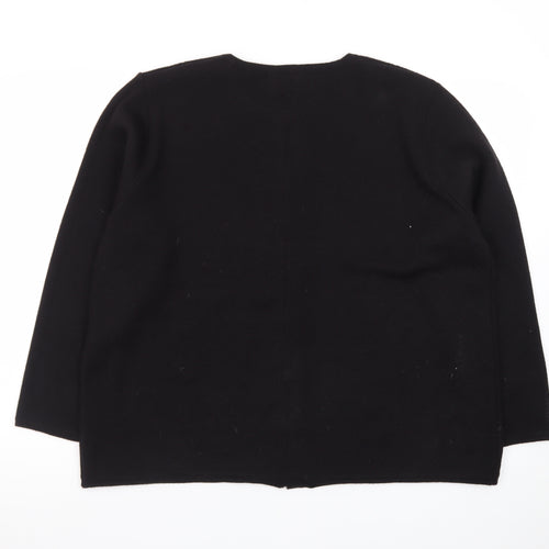 Bm Women Black Beaded Button Cardigan L Long Sleeve Classic