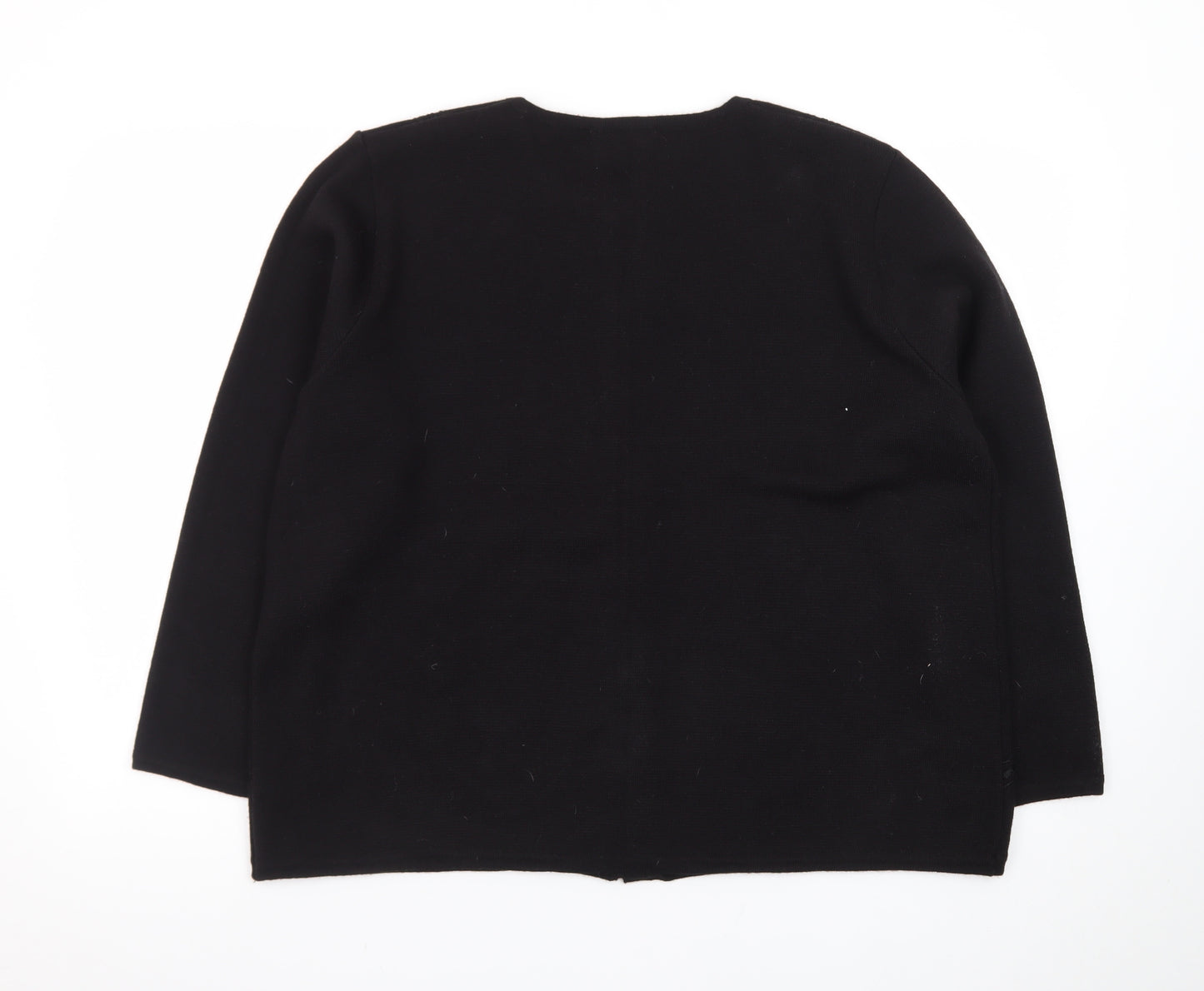 Bm Women Black Beaded Button Cardigan L Long Sleeve Classic