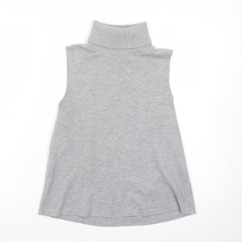 ZARA Women Grey Sleeveless Roll Neck Knit Pullover Jumper Size S