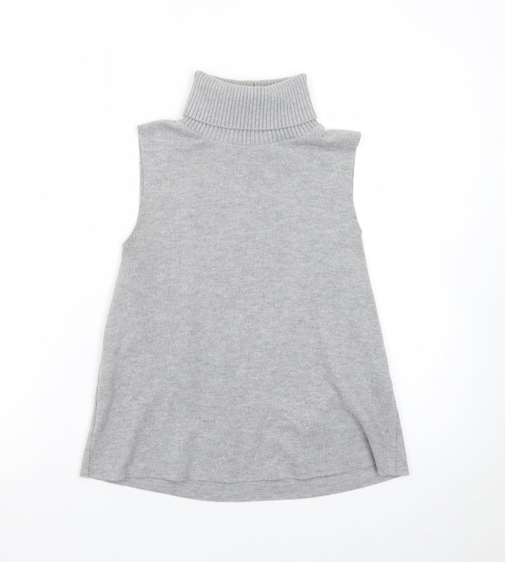 ZARA Women Grey Sleeveless Roll Neck Knit Pullover Jumper Size S