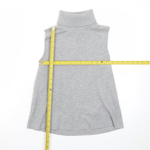 ZARA Women Grey Sleeveless Roll Neck Knit Pullover Jumper Size S