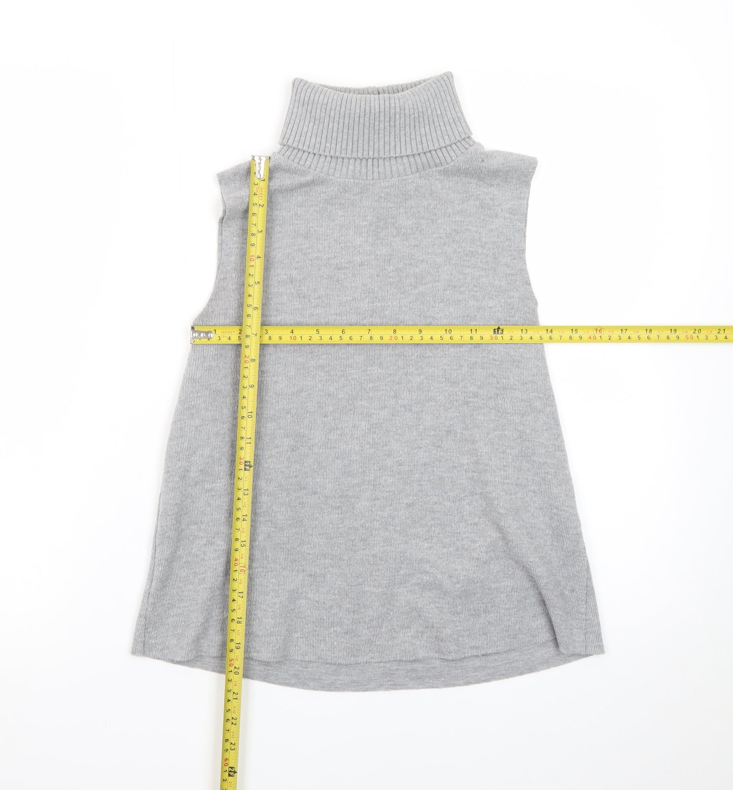 ZARA Women Grey Sleeveless Roll Neck Knit Pullover Jumper Size S