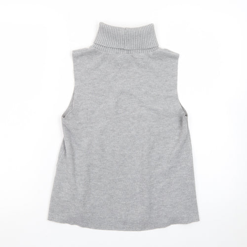 ZARA Women Grey Sleeveless Roll Neck Knit Pullover Jumper Size S