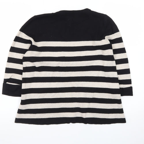 Marks and Spencer Women Black Beige Striped Jumper UK 14 3/4 Sleeve