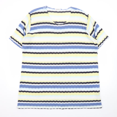 Damart Women's Multicoloured Striped Short Sleeve Knit Jumper Size 22/24