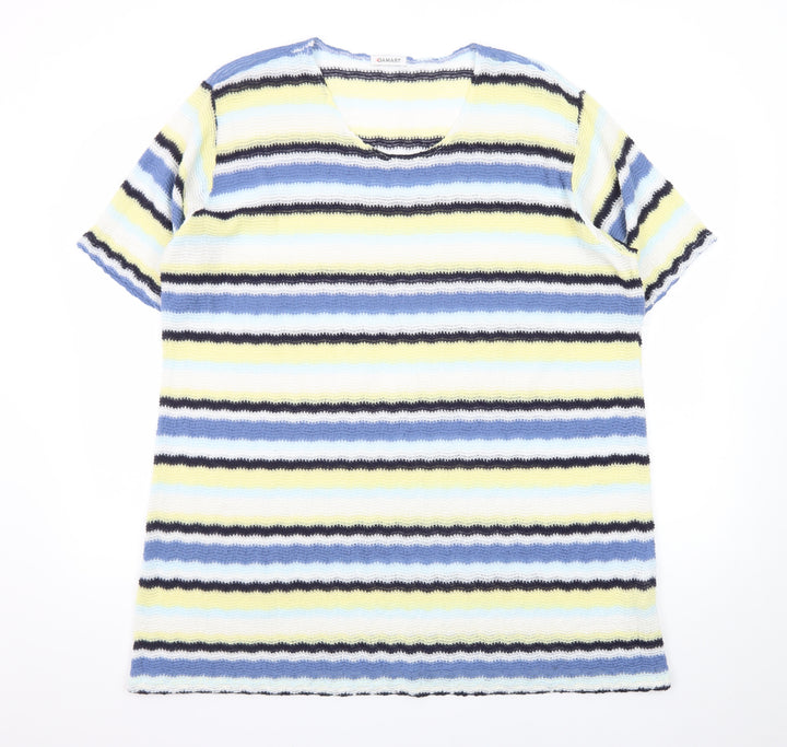 Damart Women's Multicoloured Striped Short Sleeve Knit Jumper Size 22/24